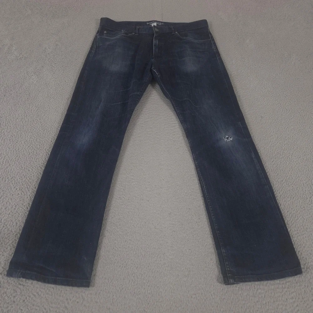 Banana Republic Jeans Mens 36x34 Blue Vintage Straight Stretch Denim Dark Wash